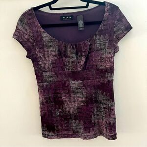 Axcess Blouse Shirt Top Women Medium Short Sleeve Nylon Mesh Gather Lined